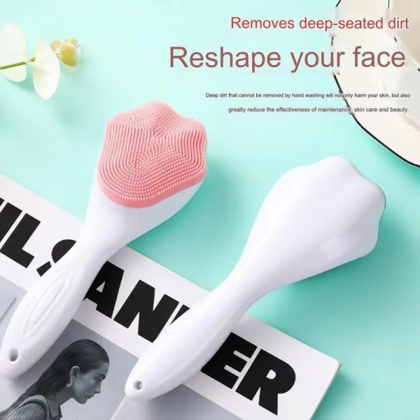 2 Pcs Silicone Face Scrubber Exfoliating Brush, Manual Handheld Massager, Facial Cleansing And Blackhead Scrubber, Soft Bristles For Face Skincare (random Color)