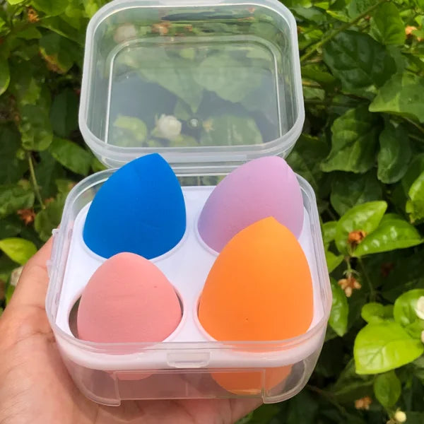 Beauty Blender 4 Pcs Set With Holder Box (random Colour)