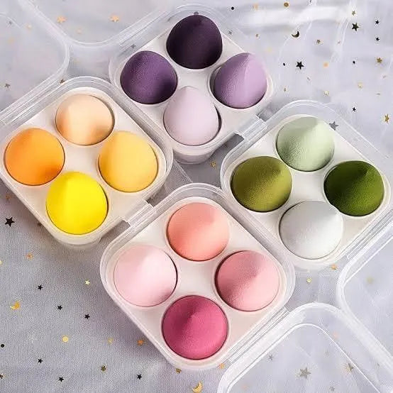 Beauty Blender 4 Pcs Set With Holder Box (random Colour)