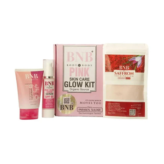 BNB Pink Glow Kit (Toneup Facewash + Saffron Mask + Pink Glow Sunscreen)