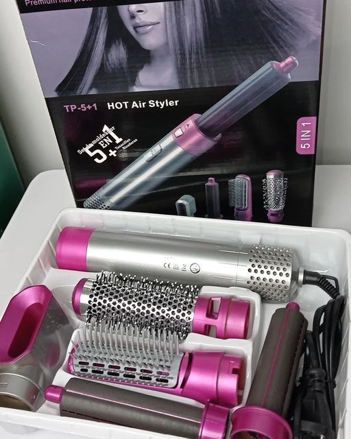 Hair Dryer Brush 5 In 1 Electric Blow Dryer Hair Comb Curling Wand Detachable Brush Kit Negative Ion Straightener Hair Curler ( Random Color)