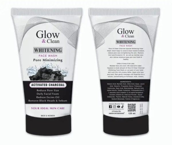 Pack Of 2 Glow & Clean Whitening Charcoal Face Wash Acne Free Brightning Face Wash 120 ML
