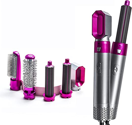 Hair Dryer Brush 5 In 1 Electric Blow Dryer Hair Comb Curling Wand Detachable Brush Kit Negative Ion Straightener Hair Curler ( Random Color)