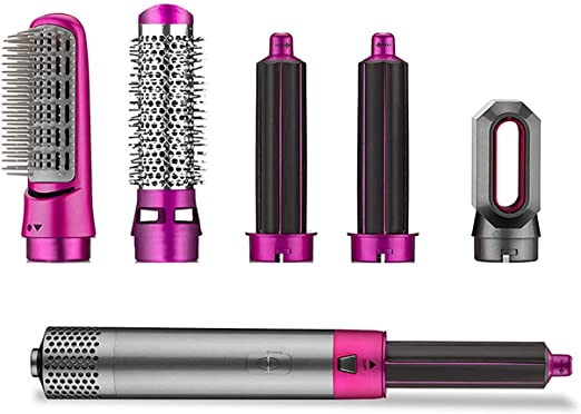 Hair Dryer Brush 5 In 1 Electric Blow Dryer Hair Comb Curling Wand Detachable Brush Kit Negative Ion Straightener Hair Curler ( Random Color)