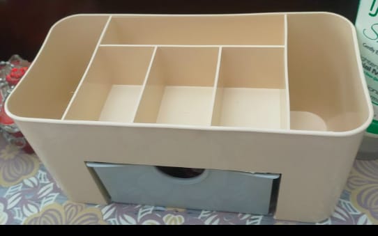 Plastic Makeup Storage Box With Small Drawer For Bathroom, Organizer Drawers, Makeup Brush Organizer Space- Saving Space Storage Box(random Colour)