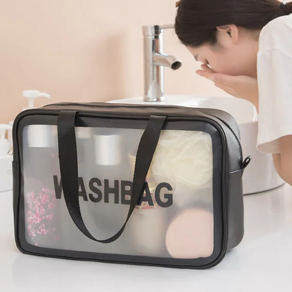 Travel Cosmetic Washbag Clear Case Large Capacity Portable Cosmetic Makeup Pouch ( Random Color)
