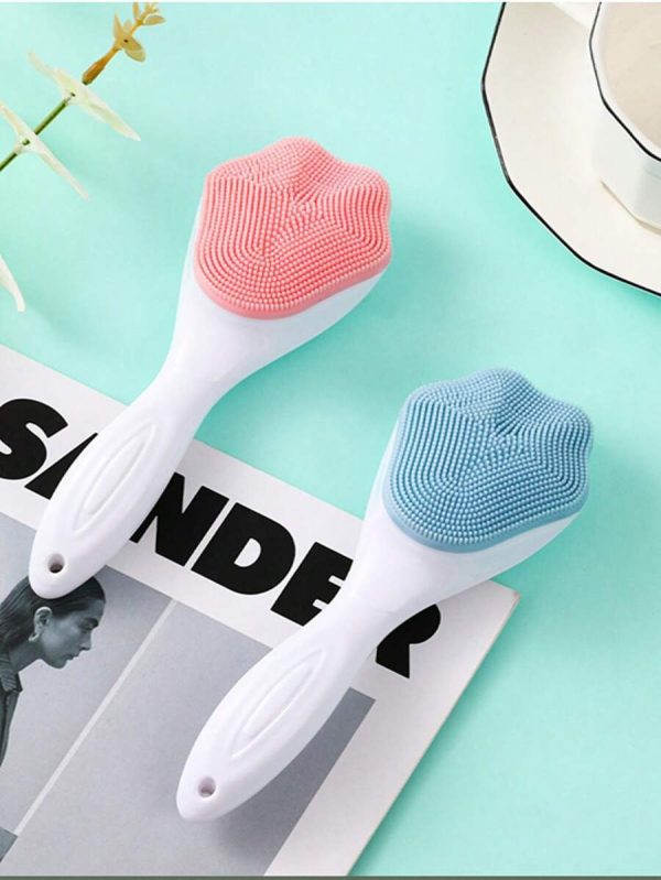 2 Pcs Silicone Face Scrubber Exfoliating Brush, Manual Handheld Massager, Facial Cleansing And Blackhead Scrubber, Soft Bristles For Face Skincare (random Color)