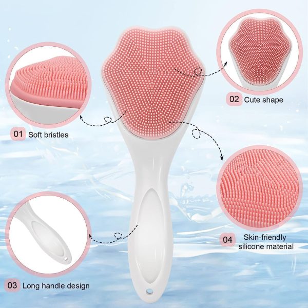 2 Pcs Silicone Face Scrubber Exfoliating Brush, Manual Handheld Massager, Facial Cleansing And Blackhead Scrubber, Soft Bristles For Face Skincare (random Color)