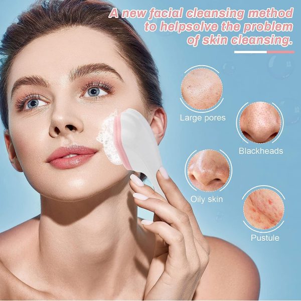 2 Pcs Silicone Face Scrubber Exfoliating Brush, Manual Handheld Massager, Facial Cleansing And Blackhead Scrubber, Soft Bristles For Face Skincare (random Color)