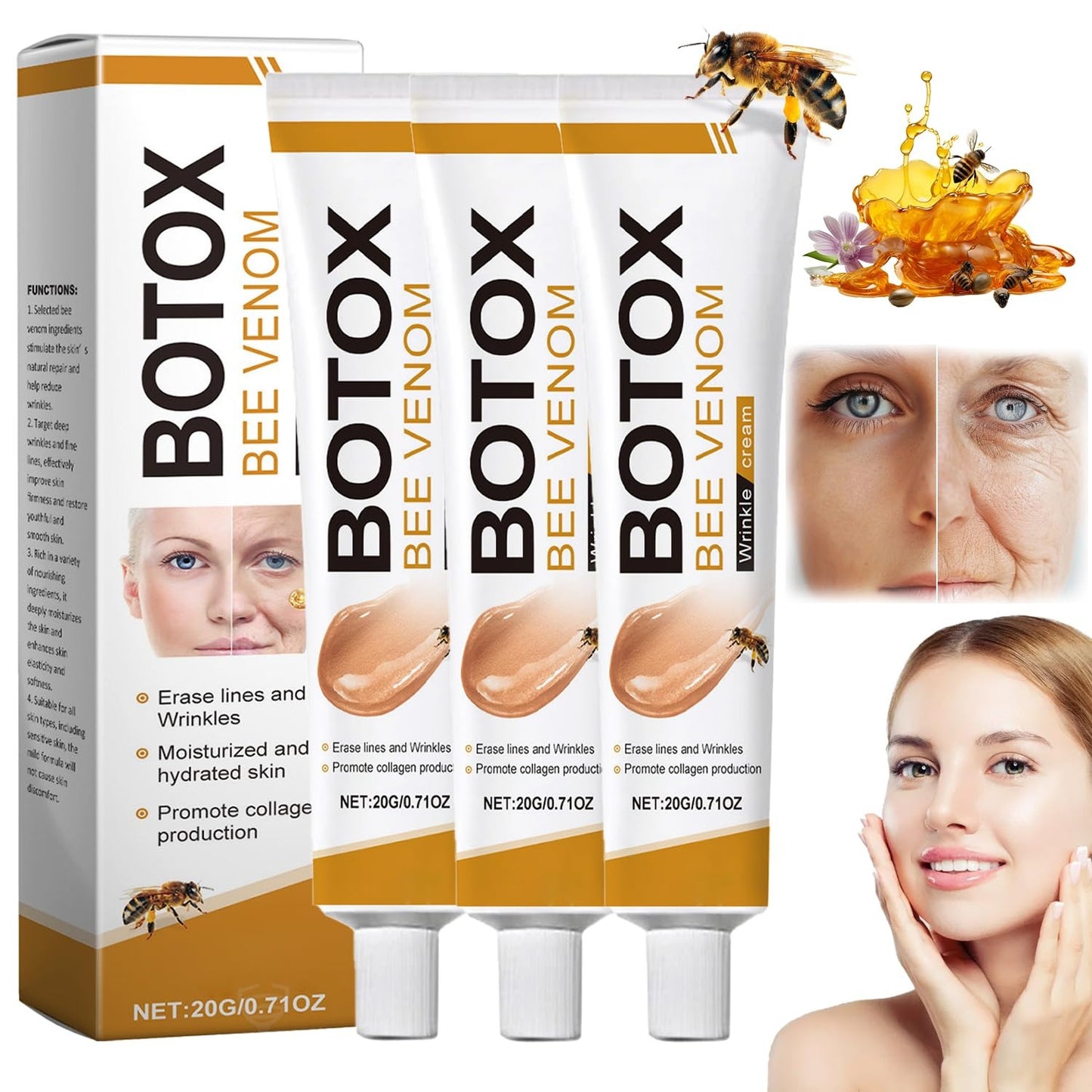 Bee Venom Botox Gold Formula – Whitening, Wrinkle Control & Firming Moisture Cream (100g)