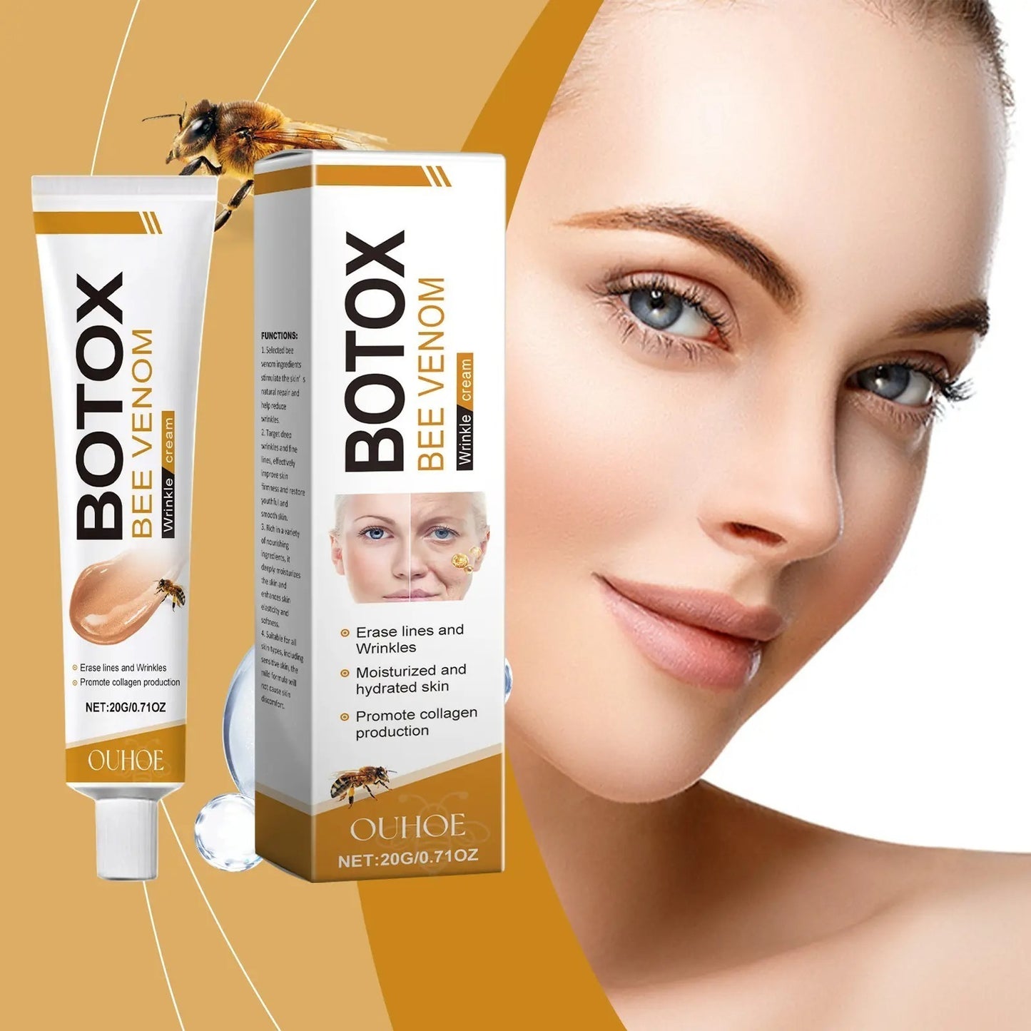 Bee Venom Botox Gold Formula – Whitening, Wrinkle Control & Firming Moisture Cream (100g)