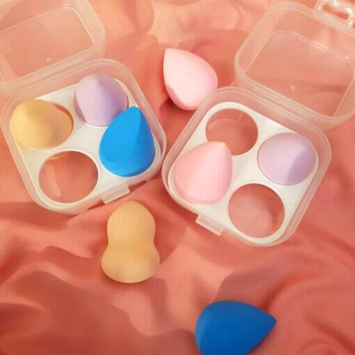 Beauty Blender 4 Pcs Set With Holder Box (random Colour)