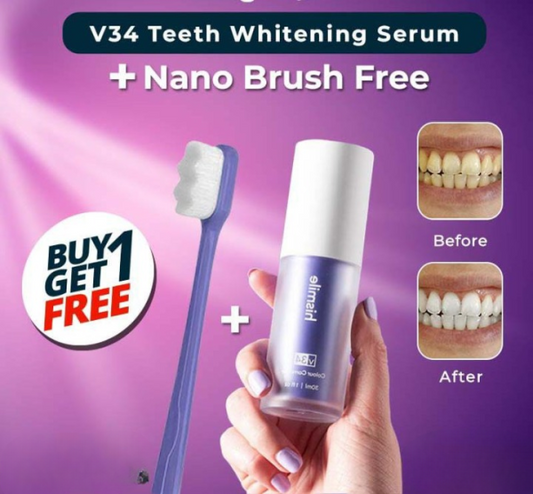 (Deal Pack Of 2) Teeth Brightening Hismile V34 Colour Corrector Serum + Micro Nano Tooth Brush For Sensitive Gums Toothbrush