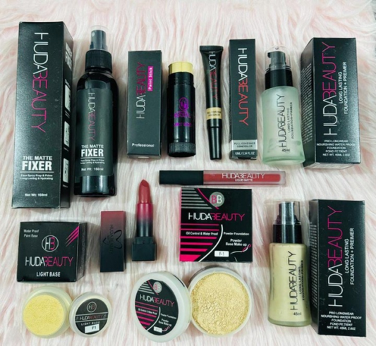 9 in 1 Huda Beauty Deal Best Deal For Girls (makeup Fixer, Stick Concealer, primer, Lipstick)