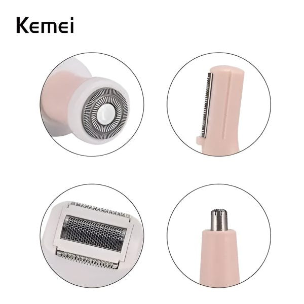 Kemei 4 In 1 Rechargeable Hair Remover Shaver Ladies Epilator – Km-3024 (random Colour)