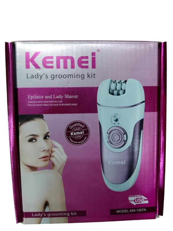 Kemei Km-1307a Epilator For Long-lasting Hair Removal With Pedicure Shaver, Trimmer Head, And Bikini Area & Pubic Hair Removal .
