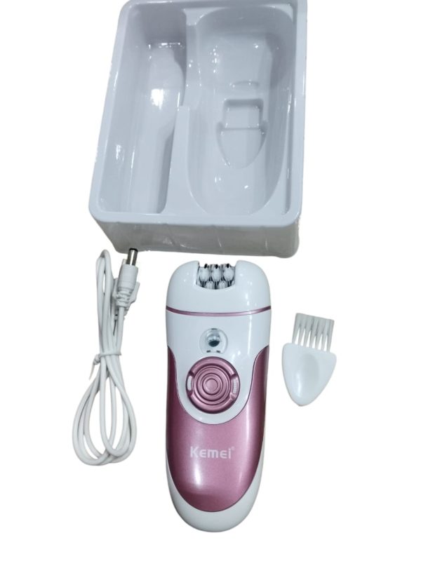 Kemei Km-1307a Epilator For Long-lasting Hair Removal With Pedicure Shaver, Trimmer Head, And Bikini Area & Pubic Hair Removal .