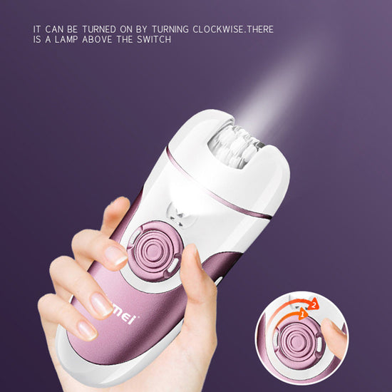 Kemei Km-1307a Epilator For Long-lasting Hair Removal With Pedicure Shaver, Trimmer Head, And Bikini Area & Pubic Hair Removal .