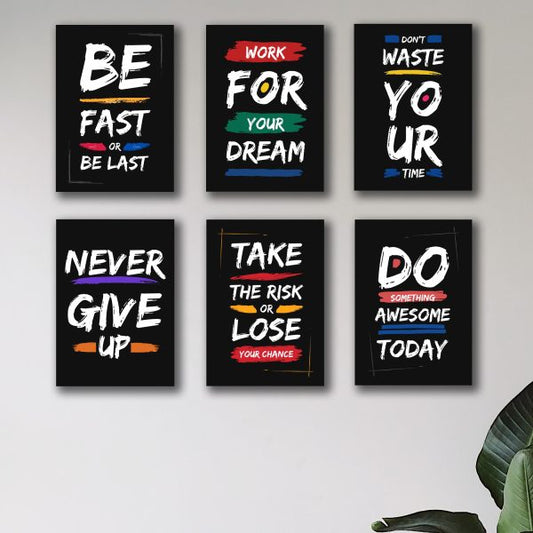 Pack Of 6 Motivational Sticky Wooden Frames For Wall Decor / Sticky Photo tiles