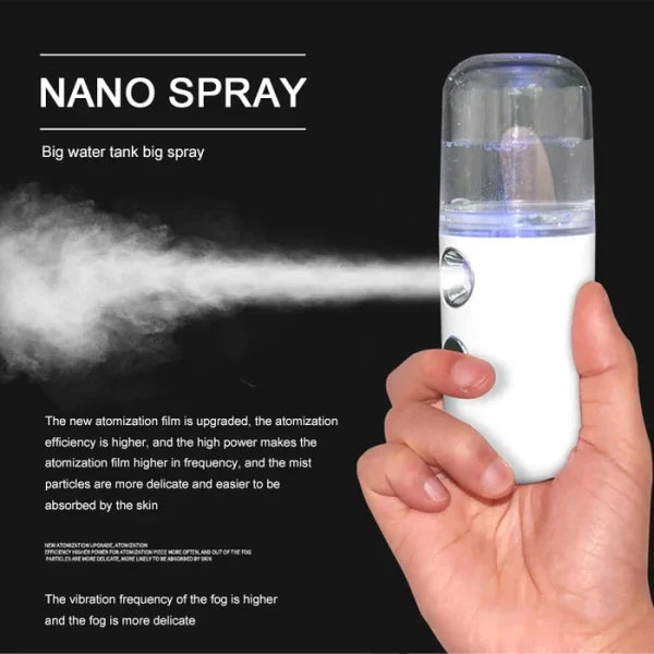 Pack of 2 Portable Beauty Instrument Humidifier Easy To Carry Spray Nano Spray Water Meter Steam Face Cold Spray (30 ML)