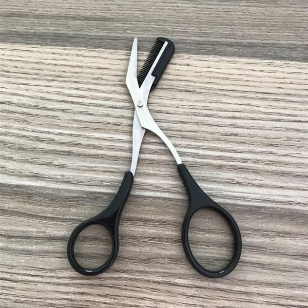Pack of 2 Scissors Eyebrow Trimmer Scissors Comb Stainless Steel Brow Hair Scissors Clips Shaping Grooming Trimmer Makeup Accessories(random Colour)
