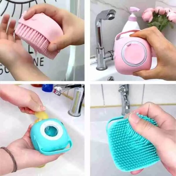 Pack of 2 Silicone Bath And Body Shower Brush With Liquid Soap Dispenser (random Colour)
