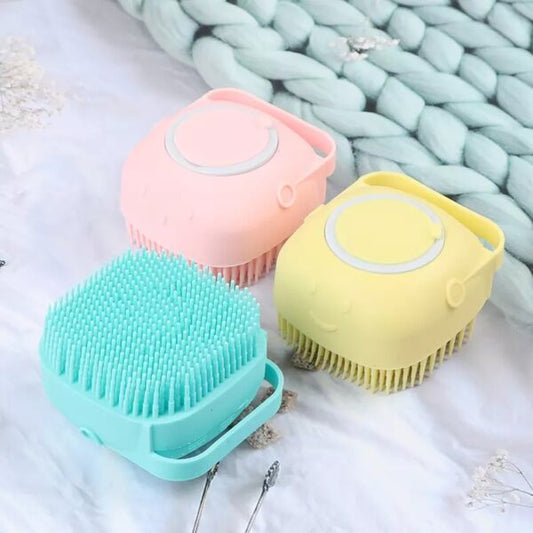 Pack of 2 Silicone Bath And Body Shower Brush With Liquid Soap Dispenser (random Colour)