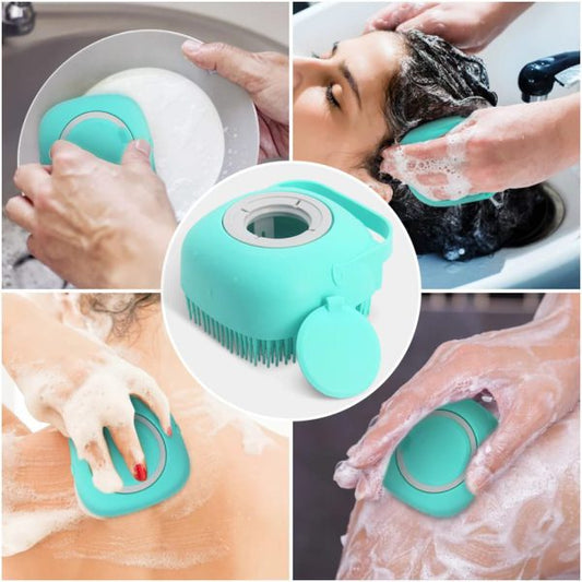 Pack of 2 Silicone Bath And Body Shower Brush With Liquid Soap Dispenser (random Colour)