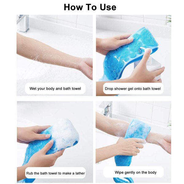 Single Side Bath Towel Scrubber ( Random Colour ) | Silicone Scrubber