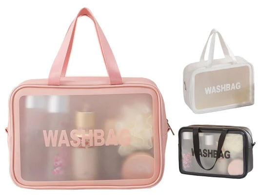 Travel Cosmetic Washbag Clear Case Large Capacity Portable Cosmetic Makeup Pouch ( Random Color)